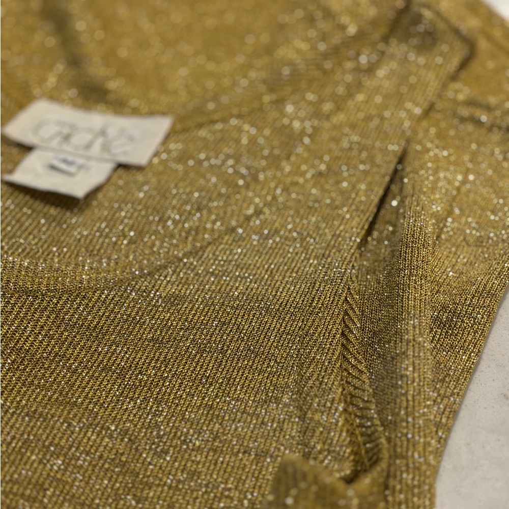 Gold Metallic Tank Top - Women's Shimmery Knit Cache size M - Picture 4 of 7